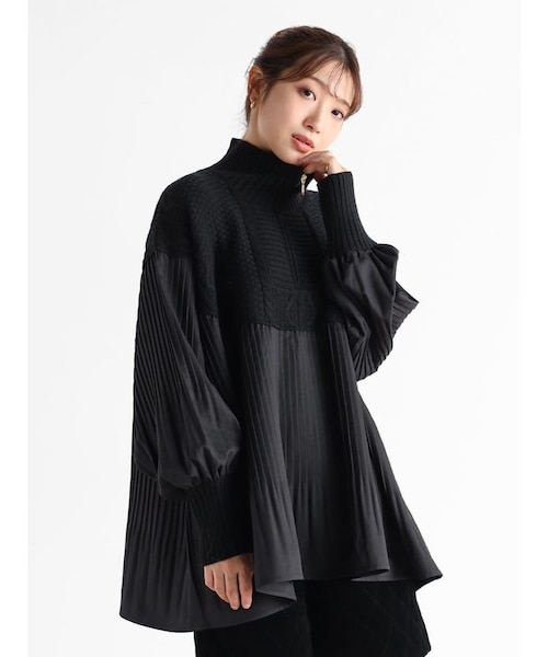 ケーブルニットドッキングプリーツブラウス｜メドックの通販｜&mall