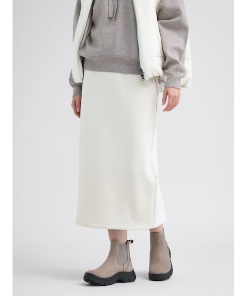【保温・２wayストレッチ】裏起毛Iラインロングスカート
