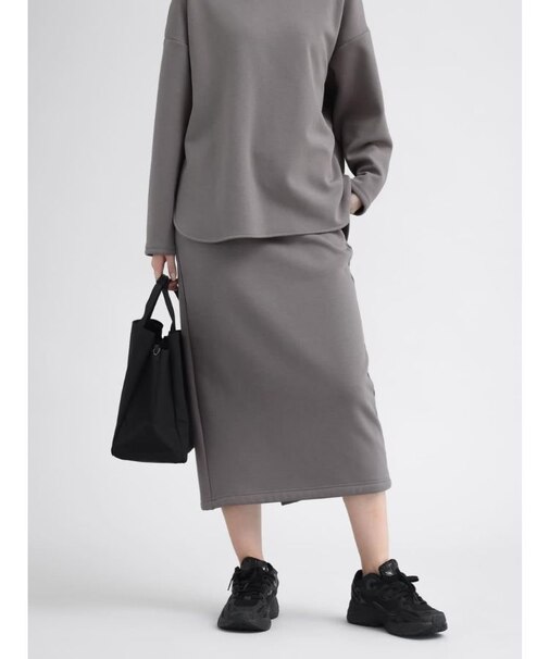 【保温・２wayストレッチ】裏起毛Iラインロングスカート