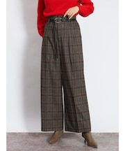サークルバックルグレンチェックワイドパンツ