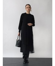 ニットレイヤードチュールワンピース