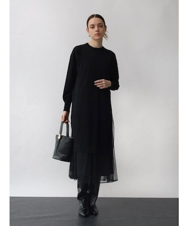 ニットレイヤードチュールワンピース