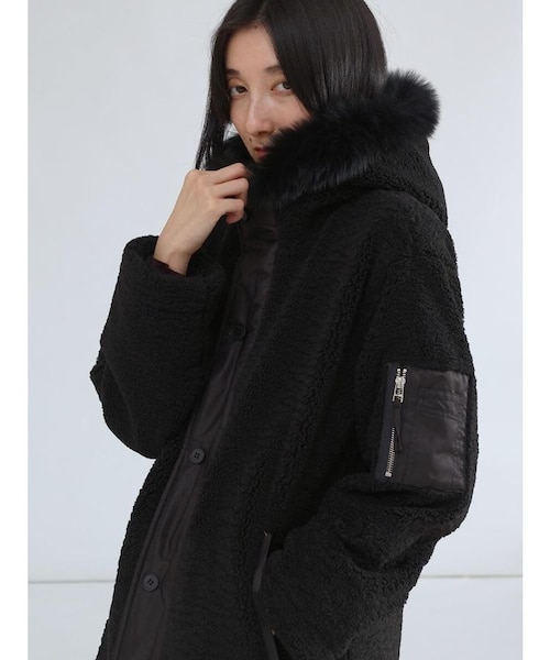 ファーフーデッドボアコート｜メドックの通販｜&mall（アンドモール