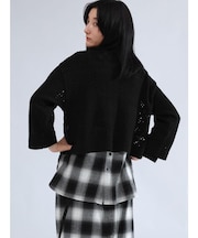 オンブレチェックロンTレイヤードニットトップス