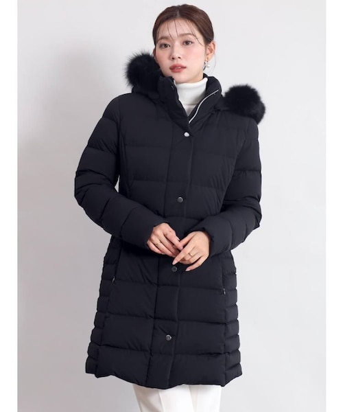 【新品】MEDOC ダウンコート　ロングコート　定価29000円　ブラック　黒 限定カラーあり】フードリボンロングダウンコート(コート)｜OUTER