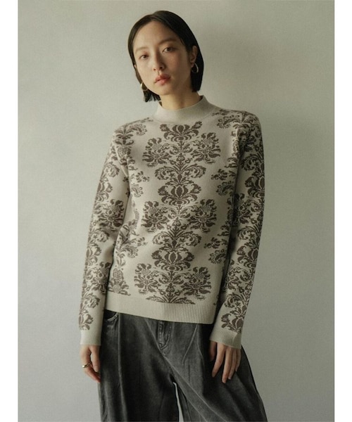 限界特価‼️ 極美品‼️ランバンコレクション　ダマスク柄ニットプルオーバー 限界特価‼️ 極美品‼️ランバンコレクション ダマスク柄ニットプル