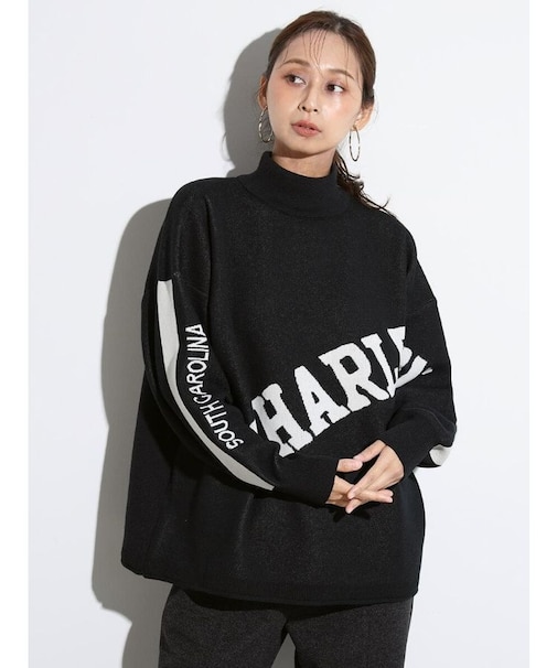 ロゴハイネックニット