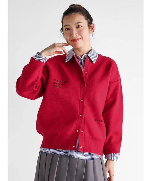 ロゴ刺繍カーディガン