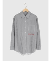 ロゴデザインストライプシャツ