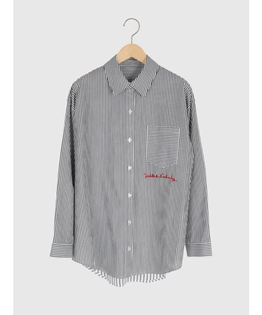 ロゴデザインストライプシャツ