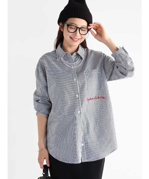 ロゴデザインストライプシャツ｜メドックの通販｜&mall（アンドモール