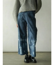 バックボタンタイダイ柄デニムパンツ