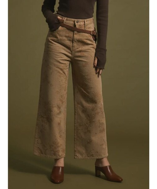 ボタニカルパターンワイドデニム