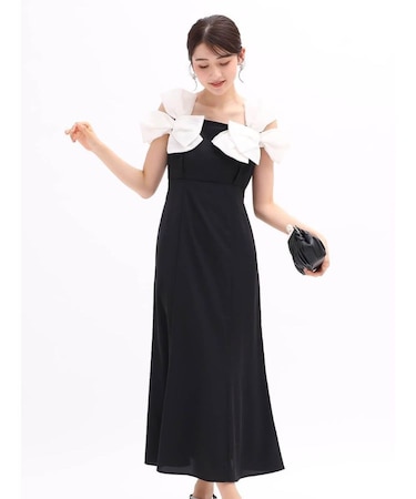 オフショルダーリボンマーメイドドレス