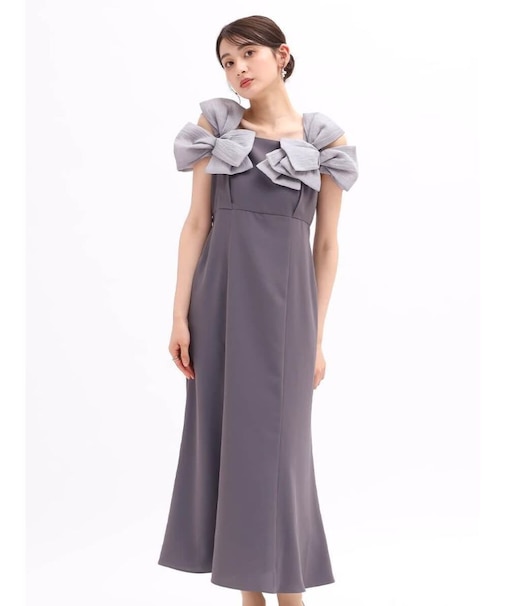オフショルダーリボンマーメイドドレス