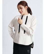 ラウンドヘム配色ニット