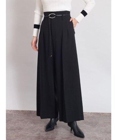 サークルバックルストレッチワイドパンツ
