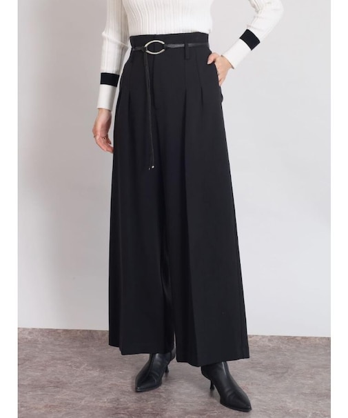 サークルバックルストレッチワイドパンツ