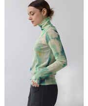 オリジナル転写プリントハイネックシアートップス