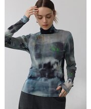 オリジナル転写プリントハイネックシアートップス