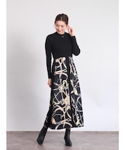 スカーフプリントドッキングワンピース