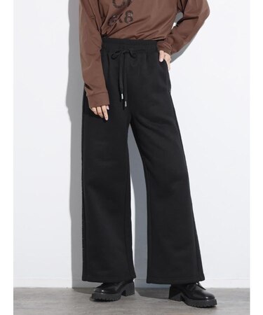 ビジューロゴワイドパンツ