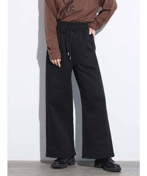 ビジューロゴワイドパンツ