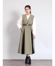 配色Aラインジレワンピ