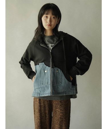 アシメデニムジップパーカー