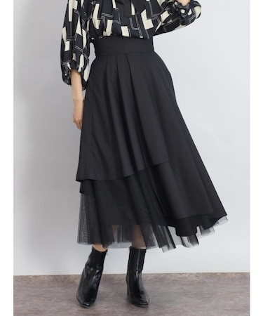 チュールレイヤードカラースカート