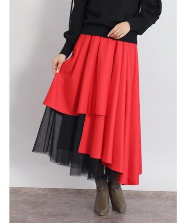 チュールレイヤードカラースカート