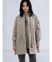 異素材ドッキングミリタリーロングコート