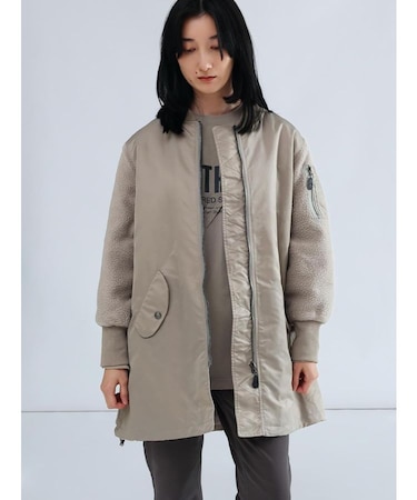 異素材ドッキングミリタリーロングコート