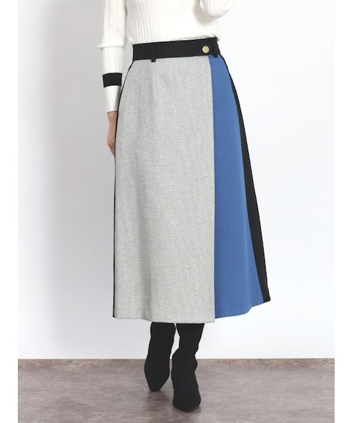 千鳥柄配色ラップ風スカート
