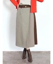 千鳥柄配色ラップ風スカート