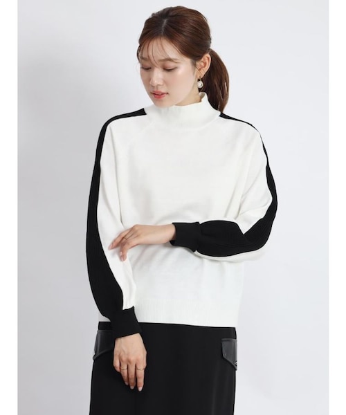 バイカラーラインモックネックニット｜メドックの通販｜&mall（アンド