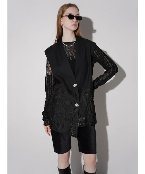 JACQUARD ASYMMETRY VEST