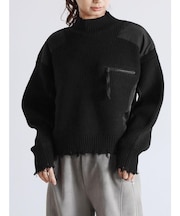 フリンジハイネックニットプルオーバー