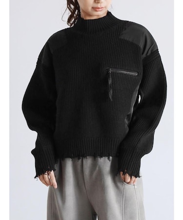 フリンジハイネックニットプルオーバー