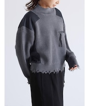 フリンジハイネックニットプルオーバー