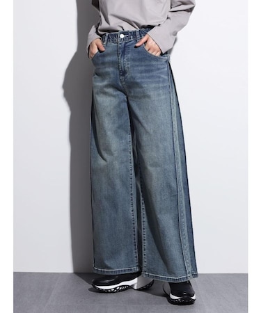 サイドタックウォッシュドストレッチデニム