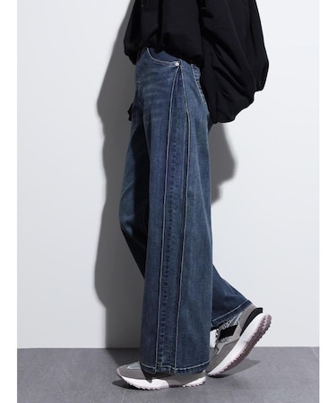 サイドタックウォッシュドストレッチデニム