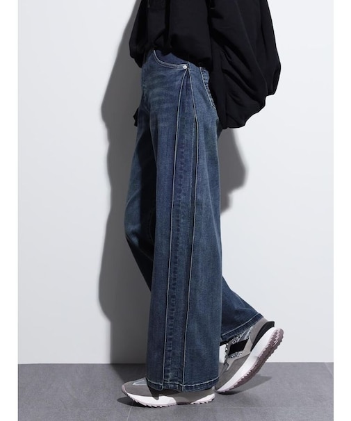 サイドタックウォッシュドストレッチデニム