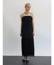 カットジャガード切替キャミワンピース