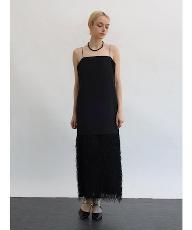 カットジャガード切替キャミワンピース