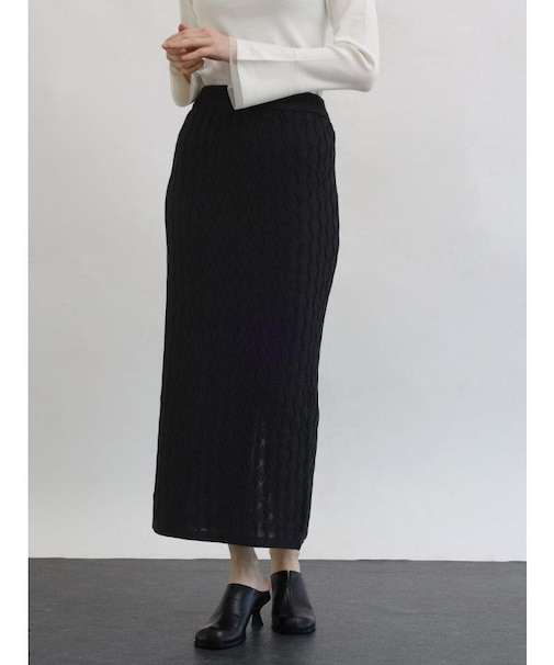 ウェーブジャガードラメニットスカート