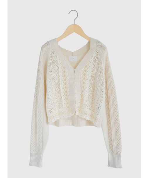 Cotton lace knit cardigan