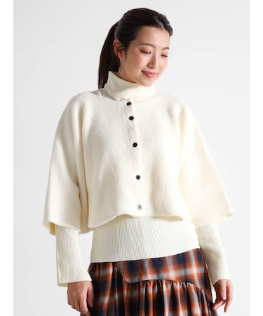 起毛ケープハイネックニットアンサンブル