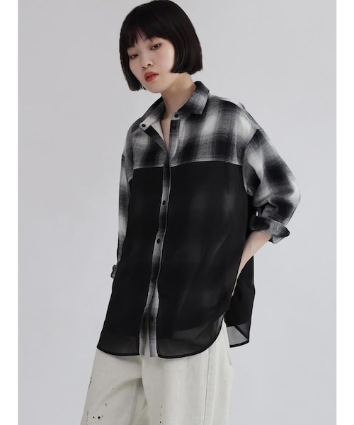 シアーレイヤードリバーシブルチェックシャツ｜メドックの通販｜&mall