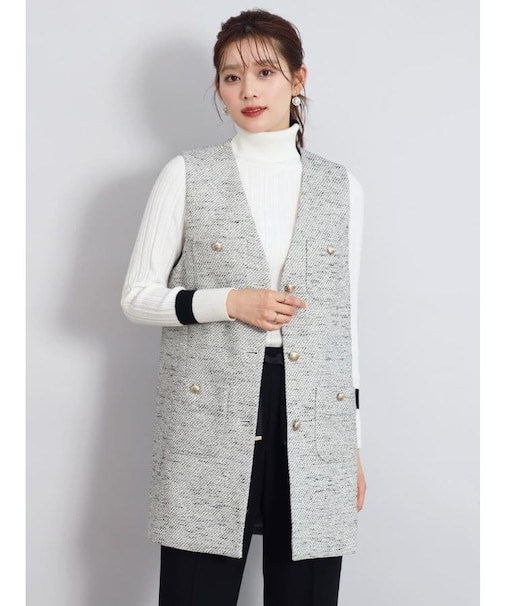 ツイードロングジレ